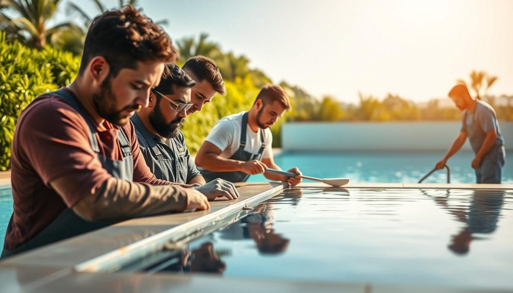 كفاءة الفريق لترميم المسابح بجدة